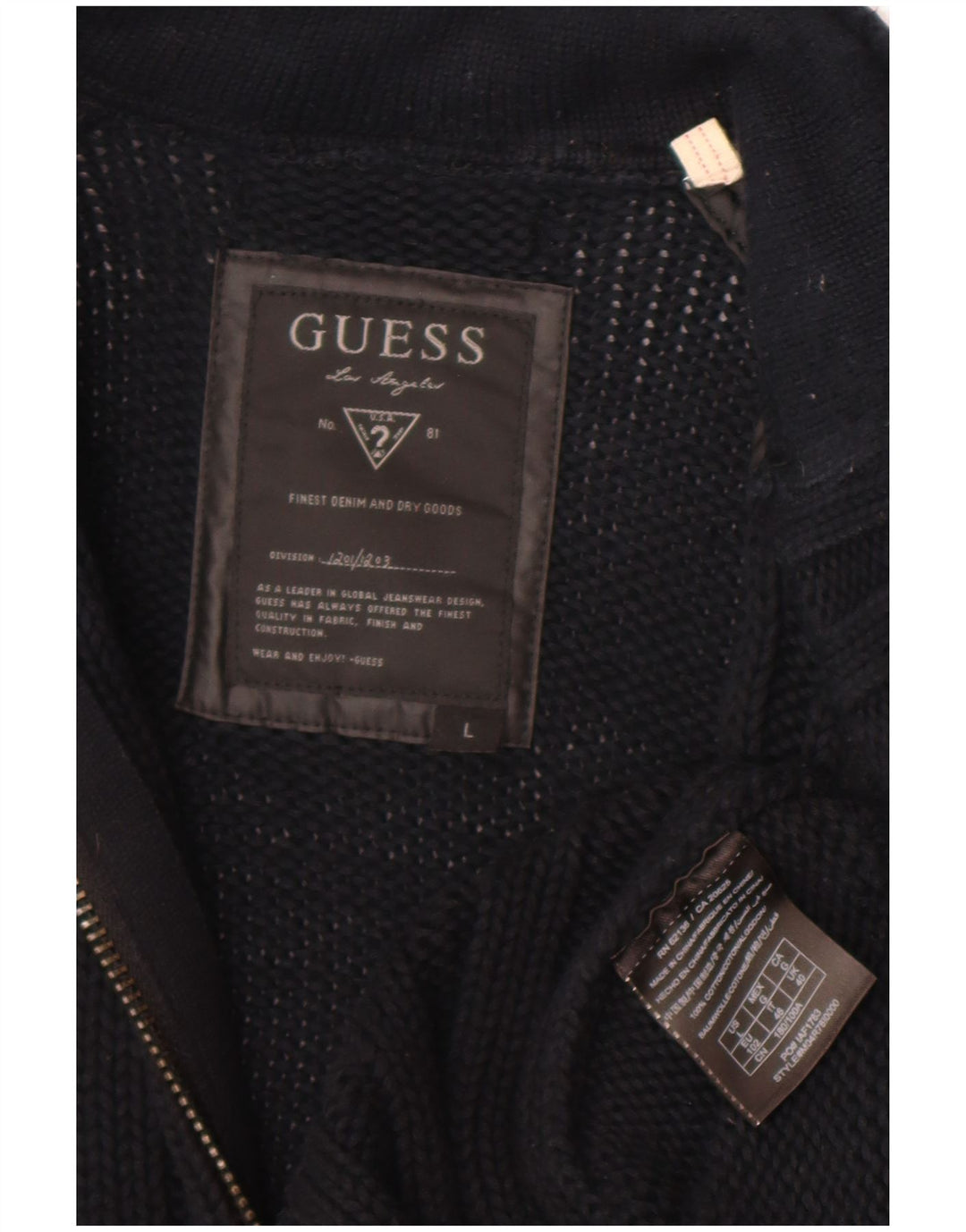 Maglione cardigan da uomo Guess grande in cotone nero