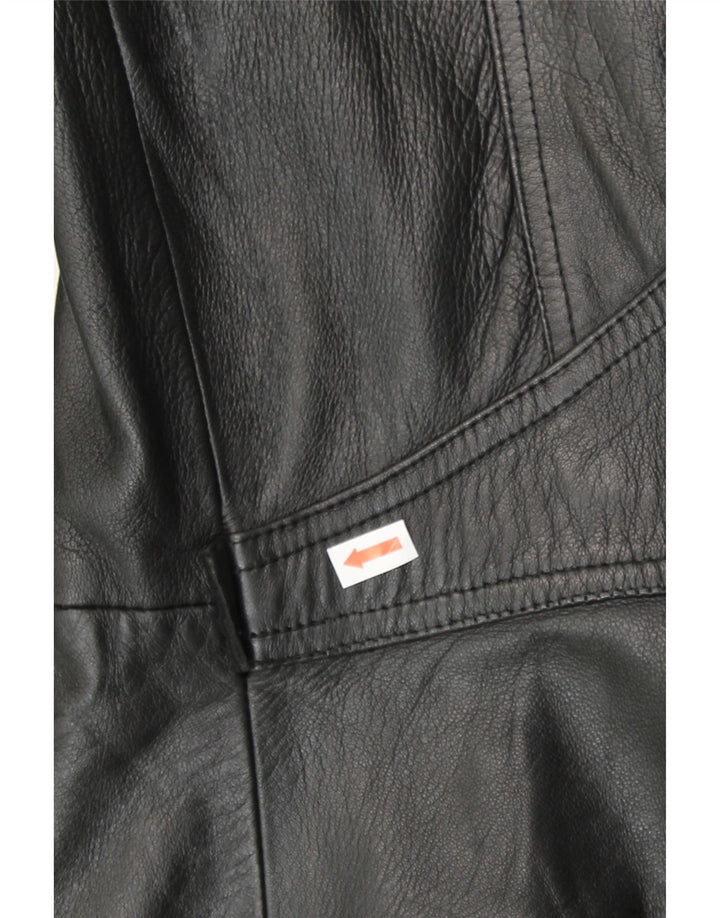 VINTAGE Womens Leather Coat UK 12 Medium Black Vintage Vintage and Second-Hand Vintage from Messina Hembry 