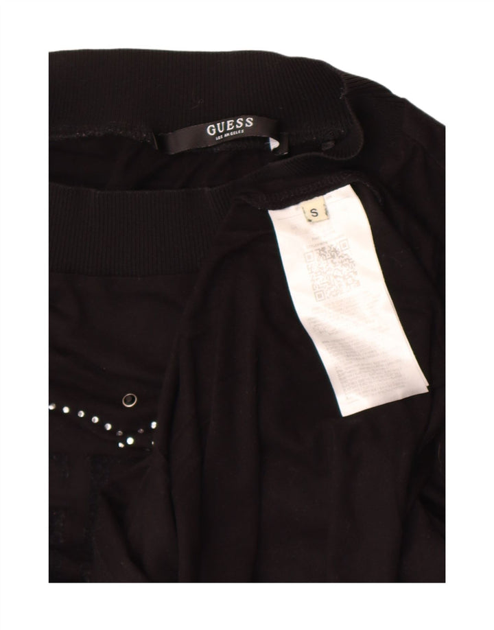Guess Top grafico da donna a maniche lunghe UK 10 Small in viscosa nera