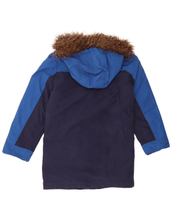 JOULES Boys Hooded Padded Jacket 11-12 Years Navy Blue Colourblock