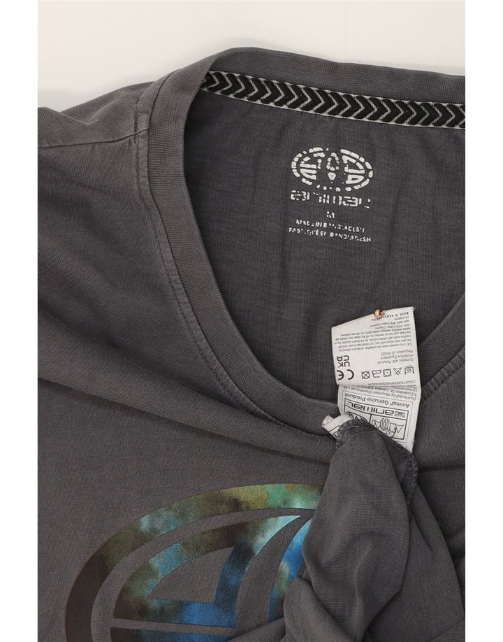 T-shirt grafica da uomo con animali in cotone grigio medio