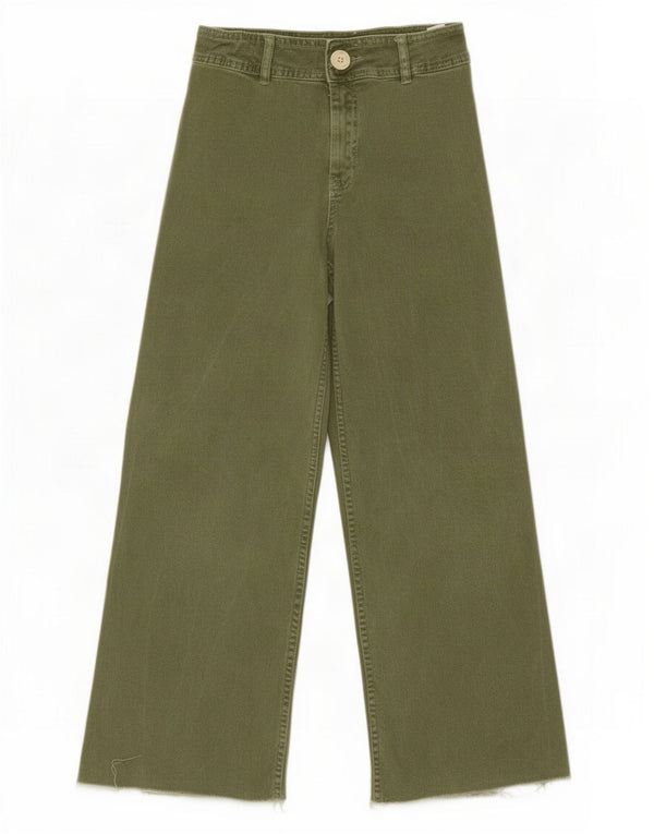 Jeans Zara per ragazze a vita alta e gamba larga 11-12 anni W24 L27 cotone verde