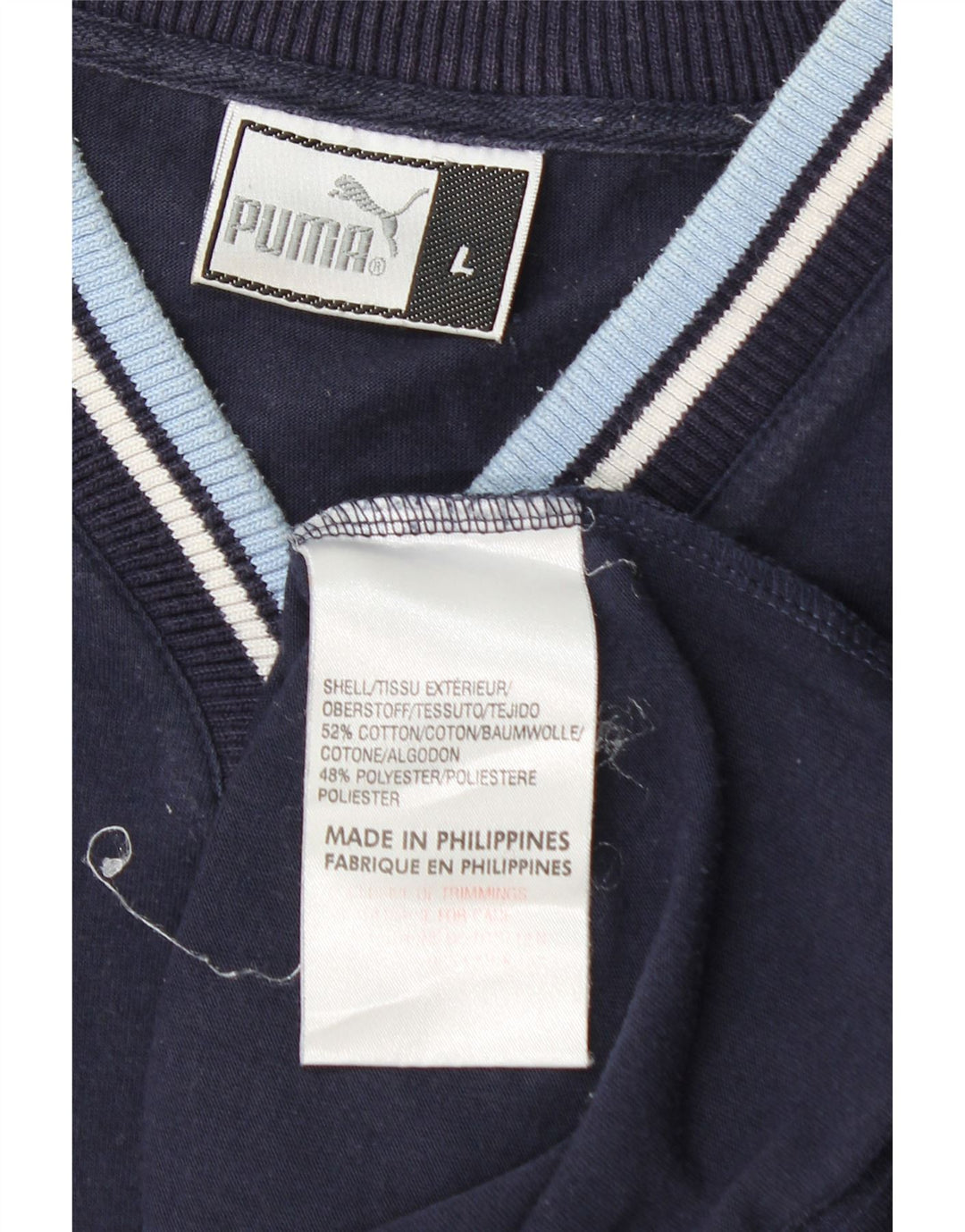 T-shirt grafica da uomo PUMA Top Large in cotone blu navy