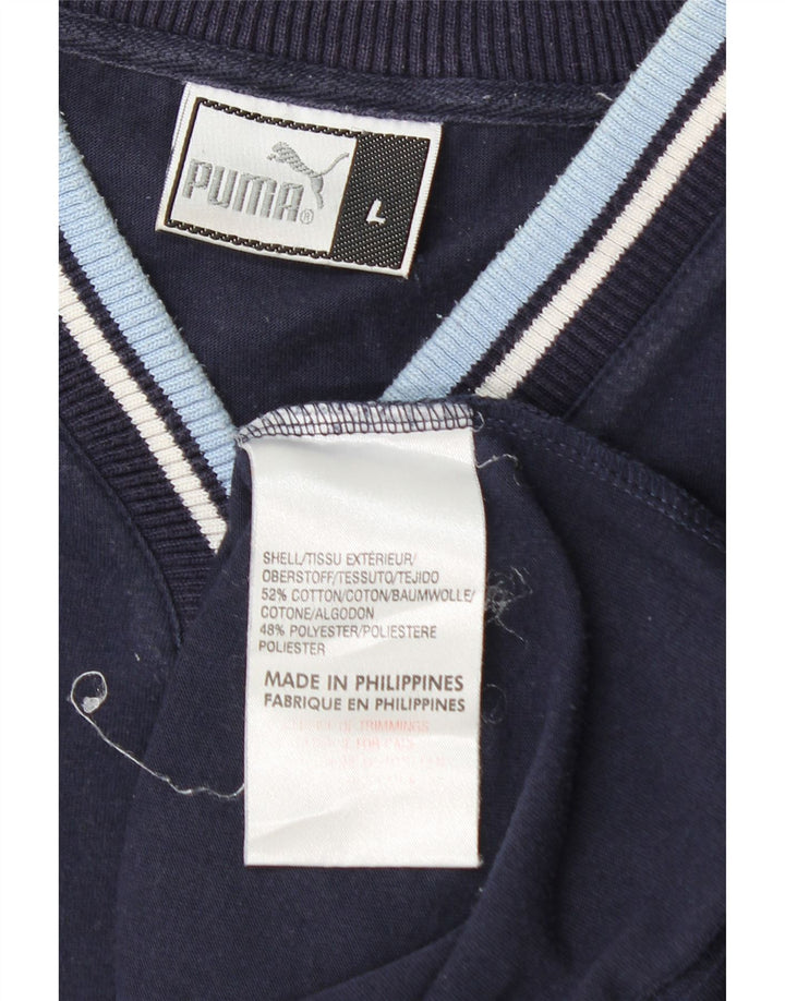 T-shirt grafica da uomo PUMA Top Large in cotone blu navy