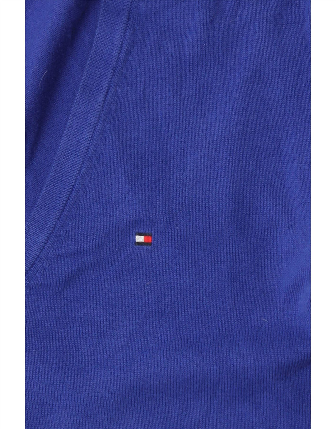 TOMMY HILFIGER Maglione da donna con scollo a V UK 10 Piccolo cotone blu