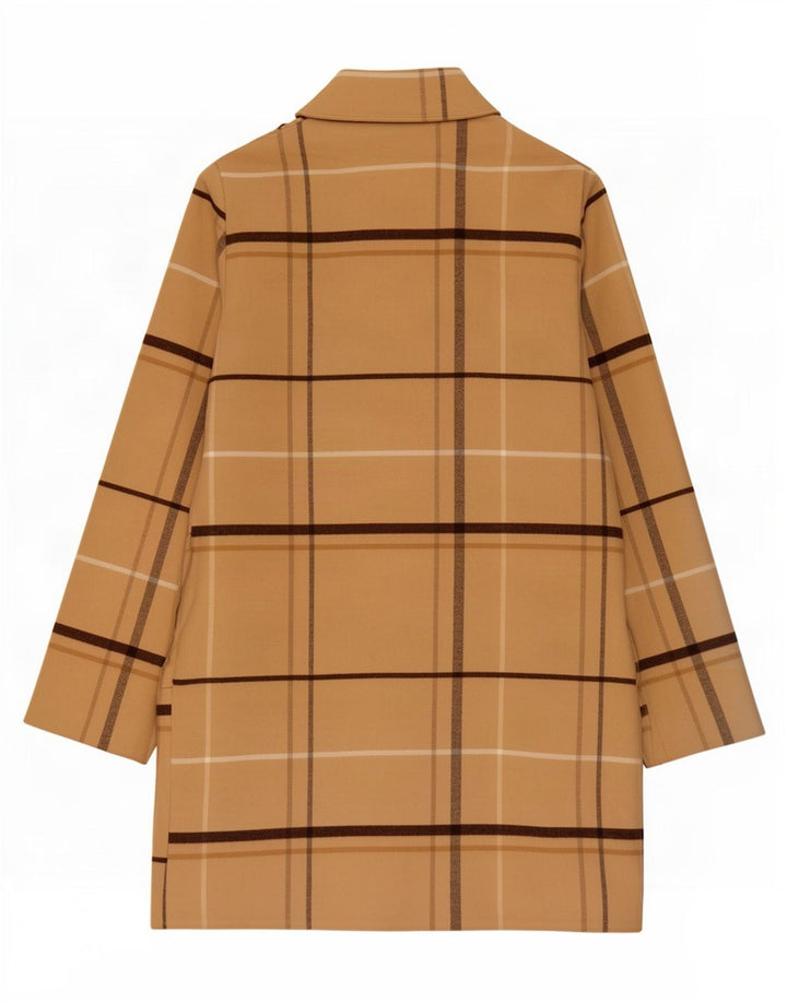 Cappotto da donna Marks & Spencer UK 8 piccolo poliestere a quadri beige