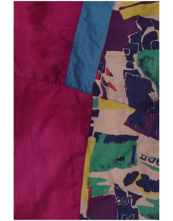 Giacca da ginnastica vintage da donna vestibilità ampia UK 12 rosa medio geometrico