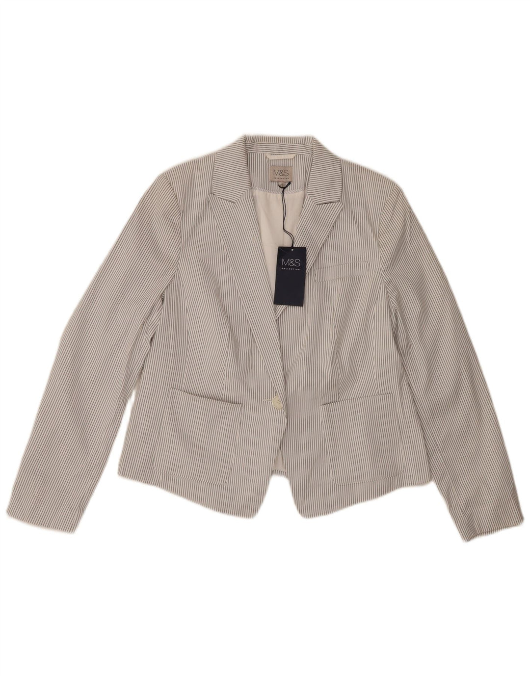 Giacca blazer a 1 bottone Marks & Spencer da donna UK 14 grande gessato grigio