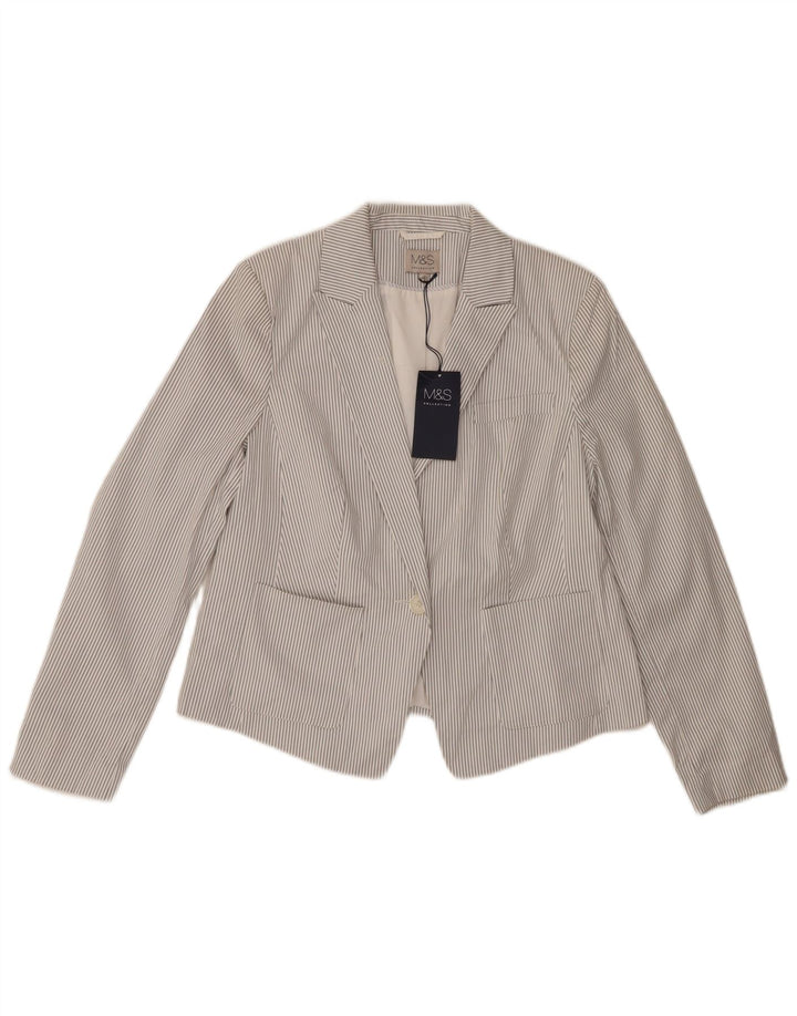 Giacca blazer a 1 bottone Marks & Spencer da donna UK 14 grande gessato grigio