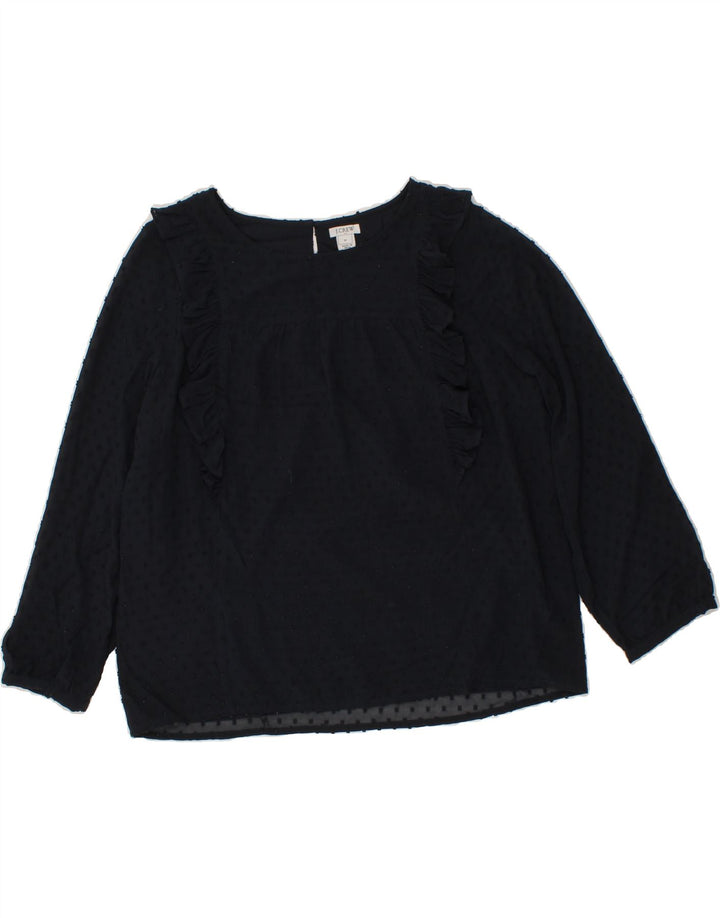 J. CREW Womens 3/4 Sleeve Blouse Top US 12 Large Navy Blue Polyester Vintage J. Crew and Second-Hand J. Crew from Messina Hembry 
