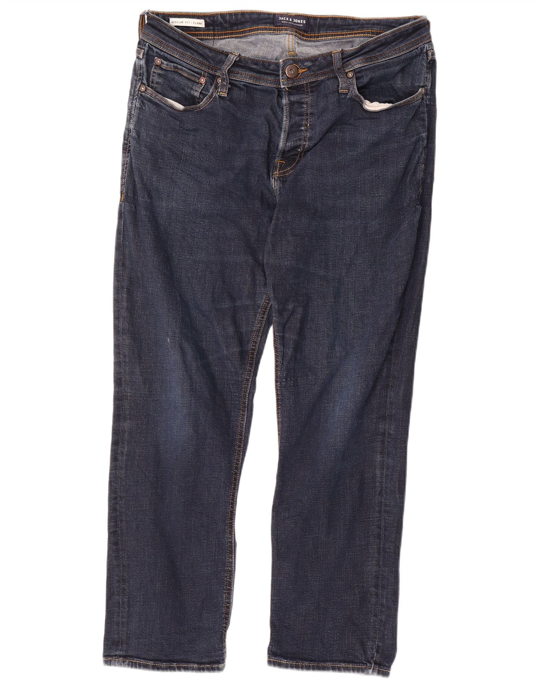 JACK & JONES Jeans dritti vestibilità regolare Clark da uomo W34 L30 cotone blu
