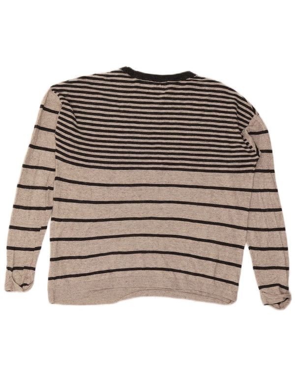 Maglione maglione oversize con scollo a barca da donna Fat Face UK 10 piccolo grigio a righe