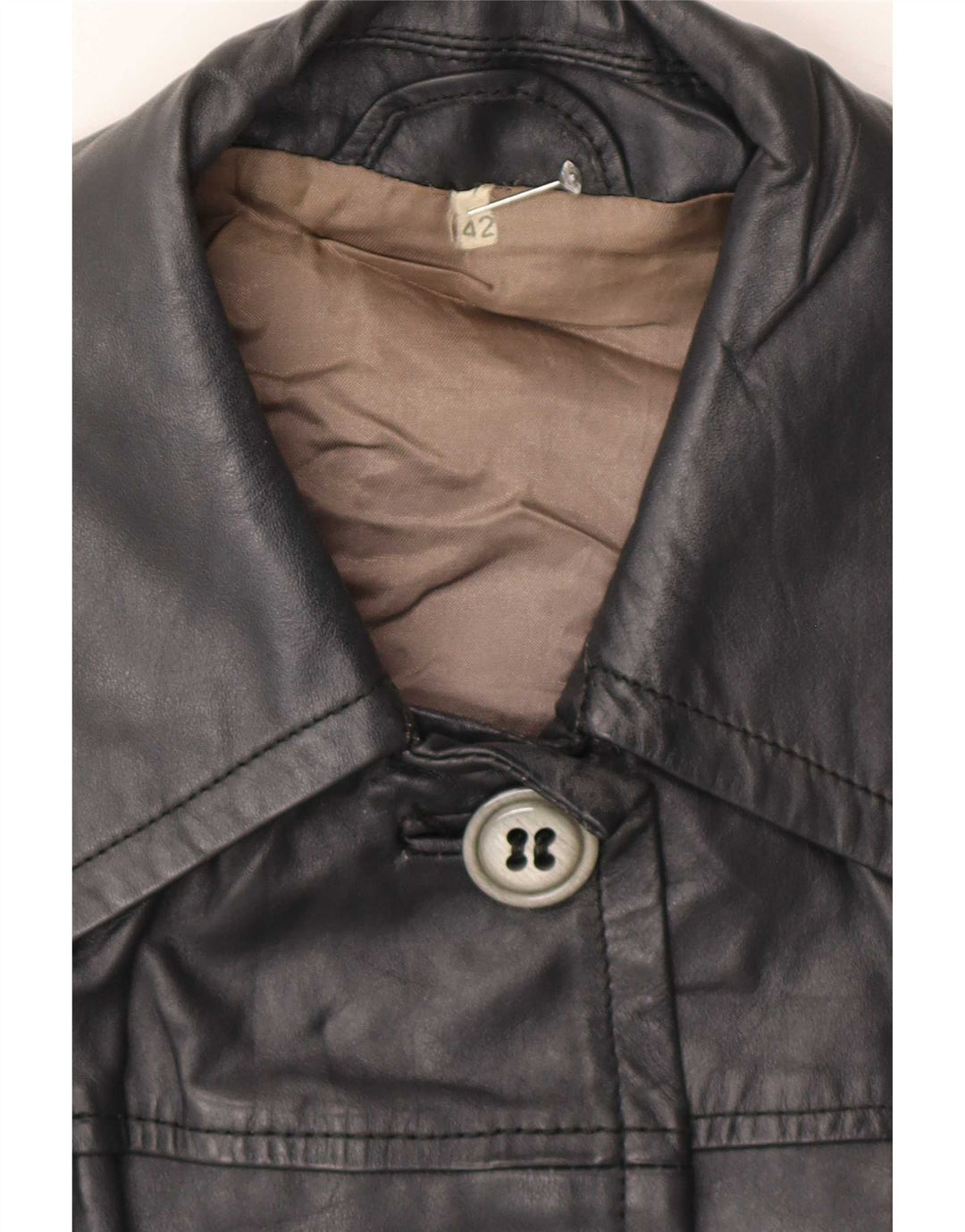 Cappotto vintage in pelle da donna IT 42 Medio Nero