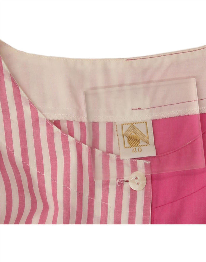 Camicia vintage da donna a maniche corte camicetta EU 40 color block rosa medio
