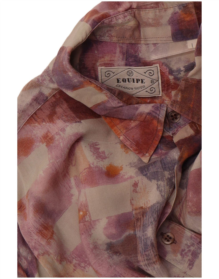 EQUIPE Camicia da uomo a maniche corte con motivo astratto grande multicolore