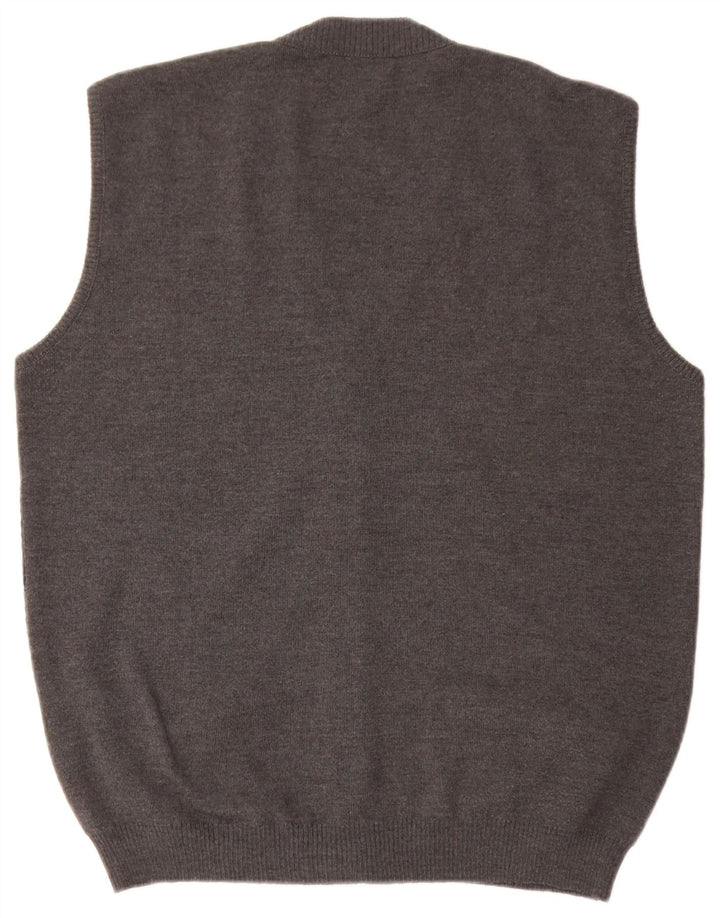 Maglione cardigan senza maniche da uomo Bernardi IT 52 Large grigio geometrico in lana