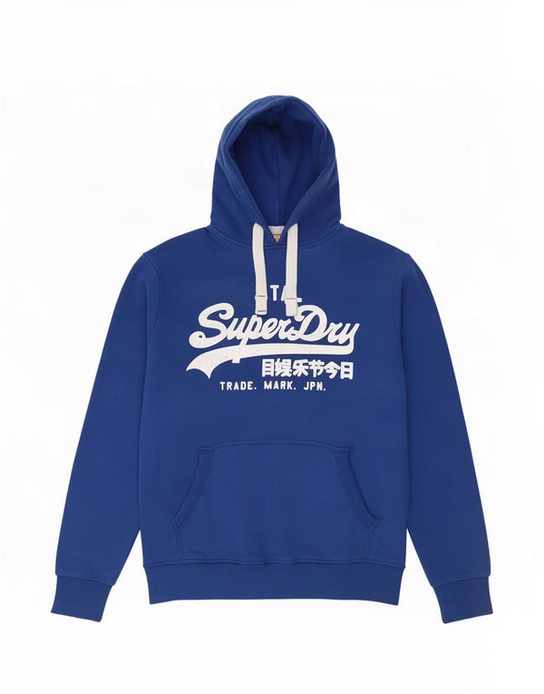 Maglione con cappuccio grafico da uomo Superdry piccolo in cotone blu