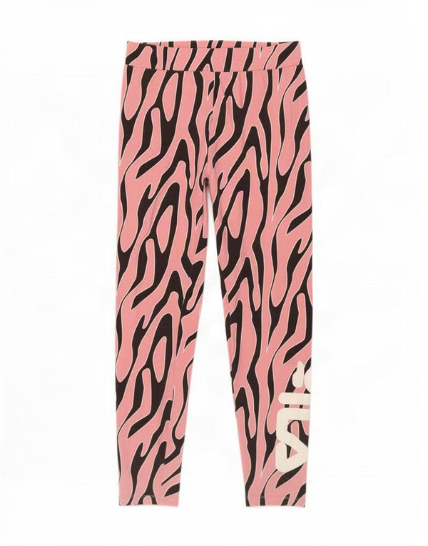 Leggings grafici da donna Fila UK 8 Piccolo cotone rosa con stampa animalier