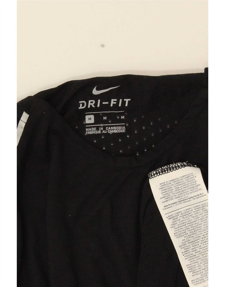T-shirt Nike da uomo Dri Fit, top in poliestere nero medio