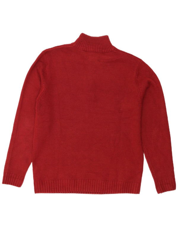 Pierre Cardin Maglione da uomo con zip e collo XL in acrilico rosso