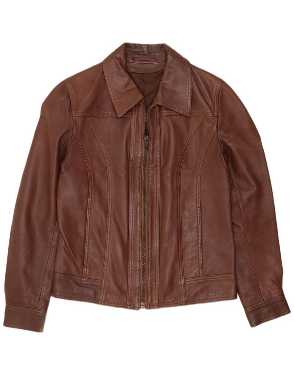 Giacca in pelle vintage da uomo UK 36 piccola in pelle marrone
