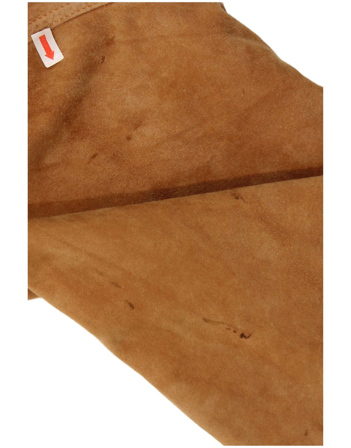 Giubbotto bomber vintage in pelle scamosciata da uomo UK 42 XL Marrone