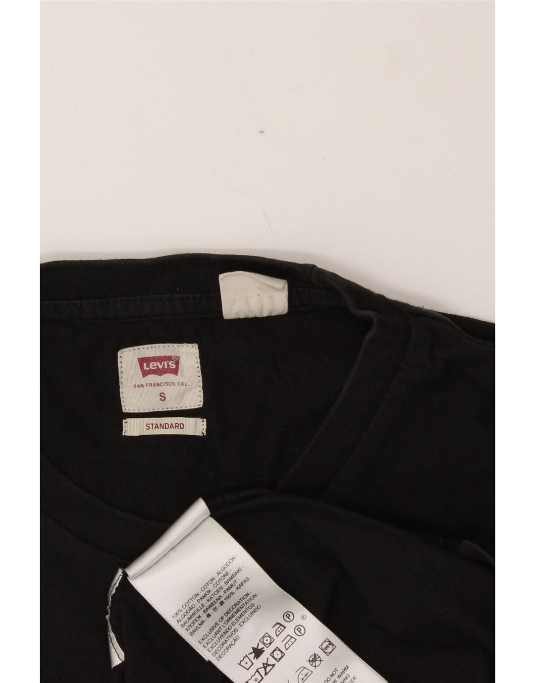 LEVI'S Mens Graphic Top Long Sleeve Small Black Cotton Vintage Levi's and Second-Hand Levi's from Messina Hembry 