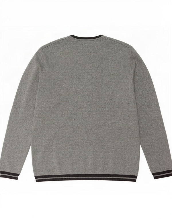 Maglione Zara da uomo con scollo a V, grande, in cotone color block grigio