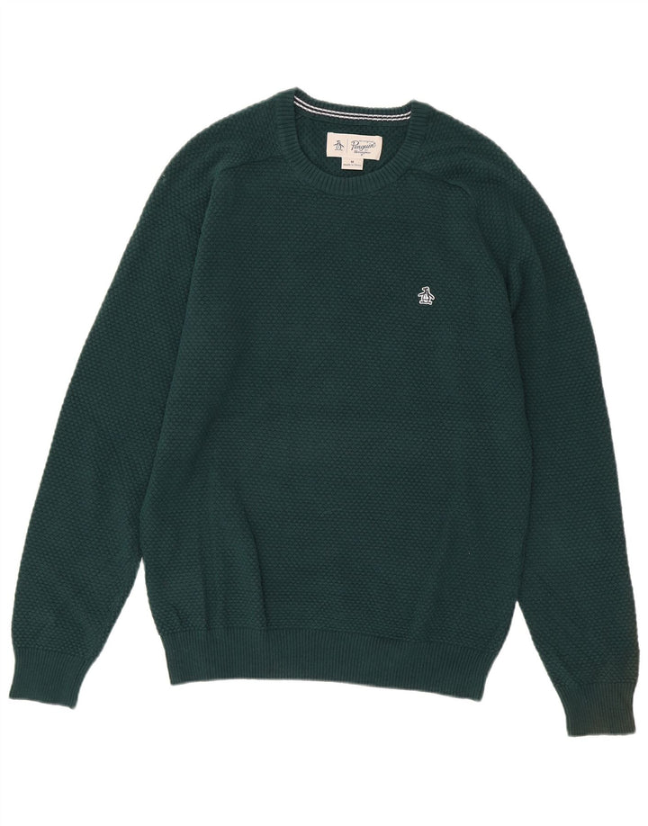Maglione da uomo girocollo Penguin in cotone verde medio