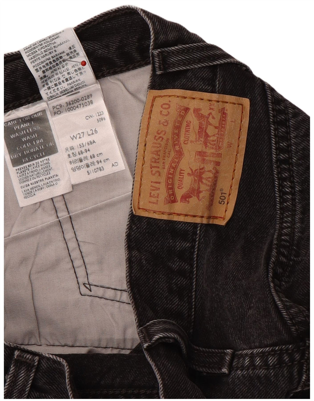 Jeans dritti Levi's 501 da donna W27 L26 cotone nero