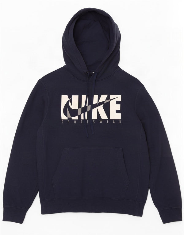 Felpa con cappuccio grafica Nike da uomo piccola in cotone blu navy