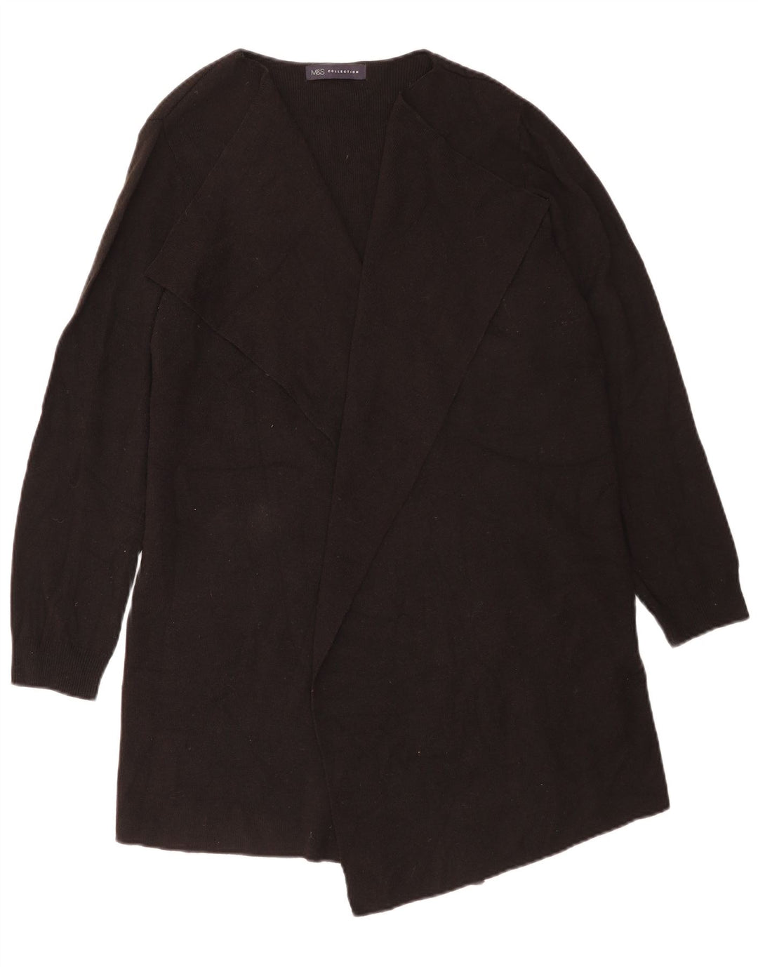 Maglione cardigan aperto da donna Marks & Spencer UK 16 grande acrilico nero