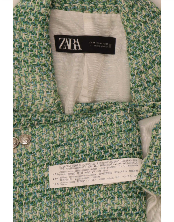 Giacca blazer doppiopetto da donna Zara UK 12 cotone verde medio