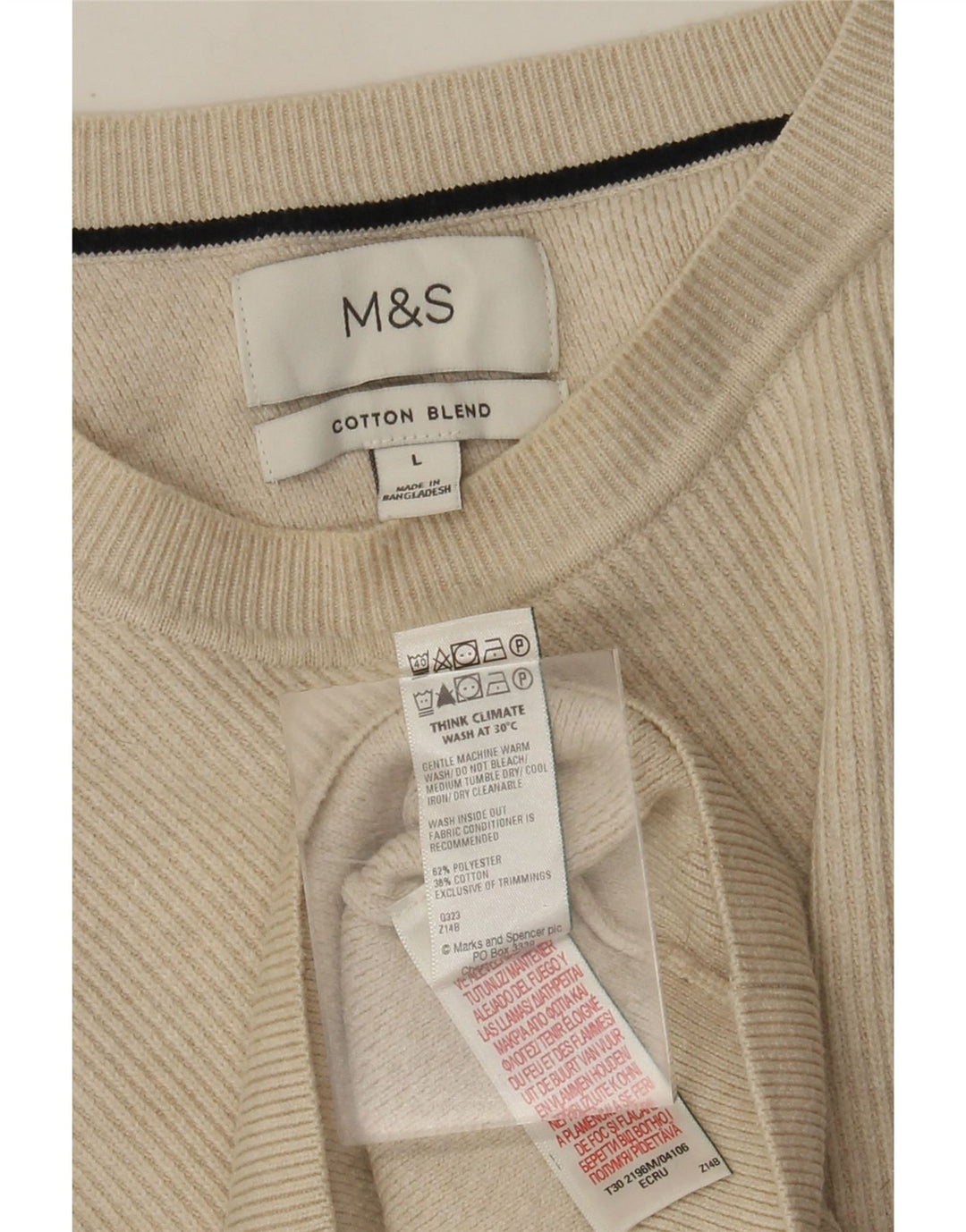 Maglione maglione girocollo da uomo Marks & Spencer grande poliestere beige