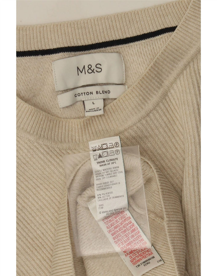 Maglione maglione girocollo da uomo Marks & Spencer grande poliestere beige