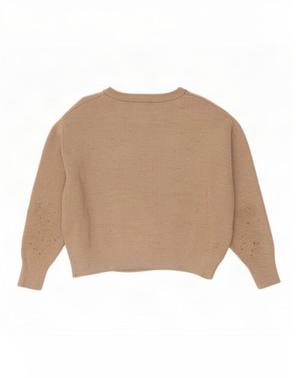 Maglione corto con scollo a barca e maniche a 3/4 Zara da donna UK 18 XL Beige