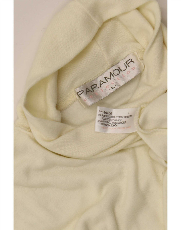 Paramour - Top da uomo con collo alto, manica lunga, grande, poliestere bianco