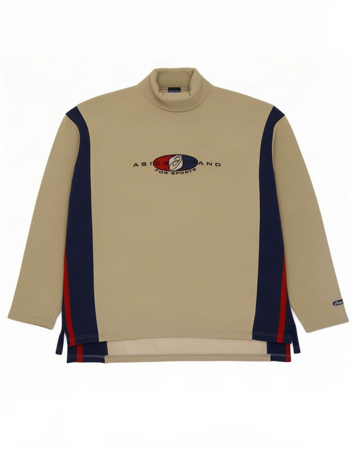 Felpa grafica da uomo Asics, maglione XL, color block beige