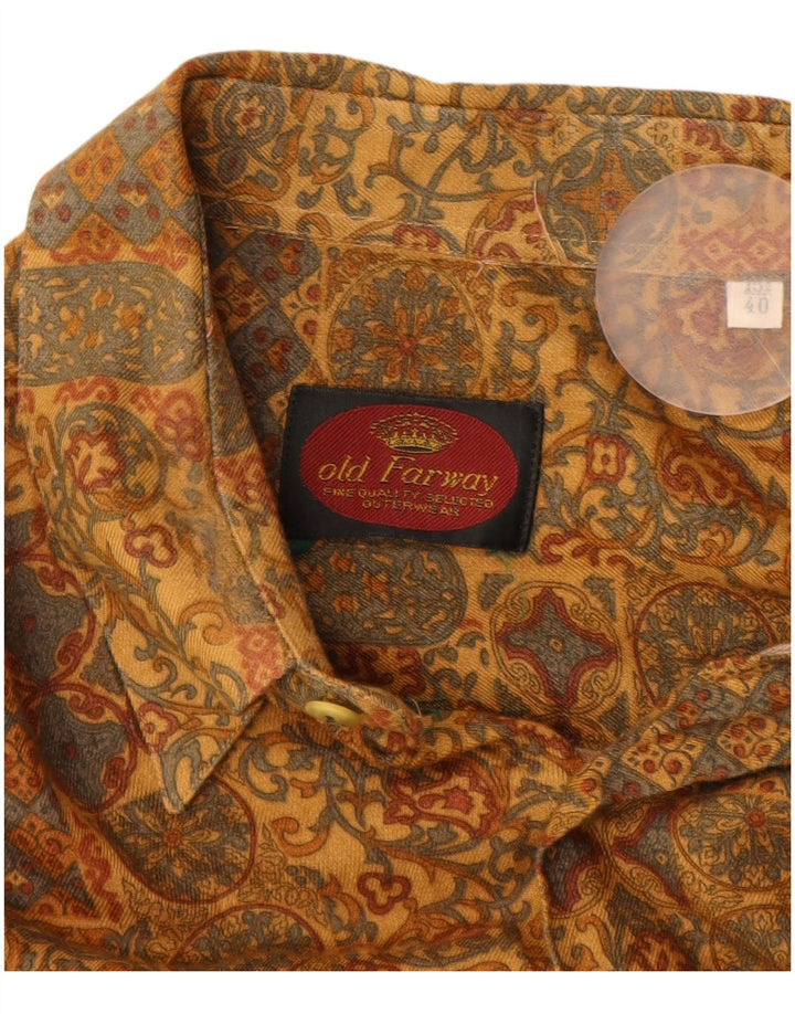 Camicia da uomo OLD FARWAY Taglia 40 15 1/2 Viscosa Paisley gialla media