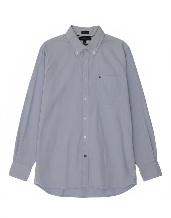 TOMMY HILFIGER Mens Coupe Ajustee Shirt Size 16 1/2 Large Blue 80s