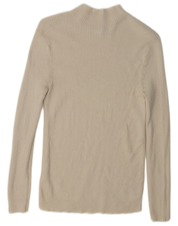 Maglione maglione a collo alto da donna Marks & Spencer UK 12 Lana beige medio