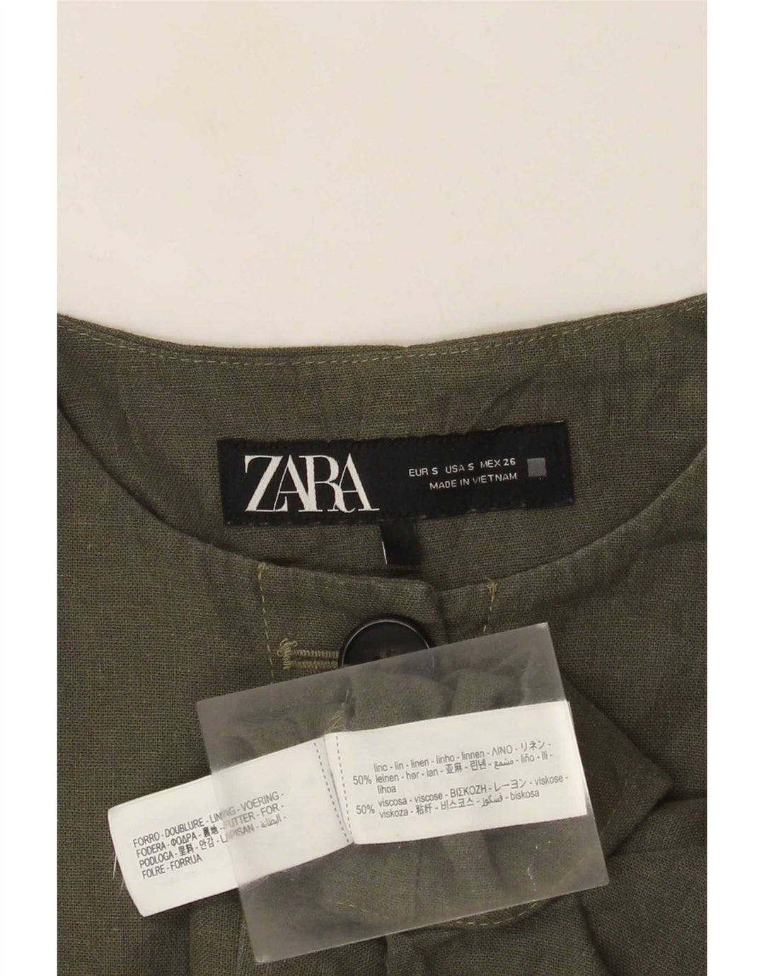 Giacca bolero oversize da donna Zara UK 10 piccola lino kaki