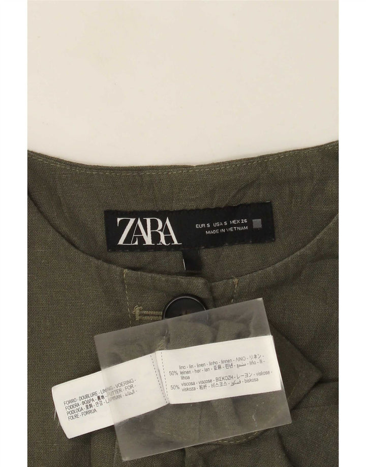 Giacca bolero oversize da donna Zara UK 10 piccola lino kaki