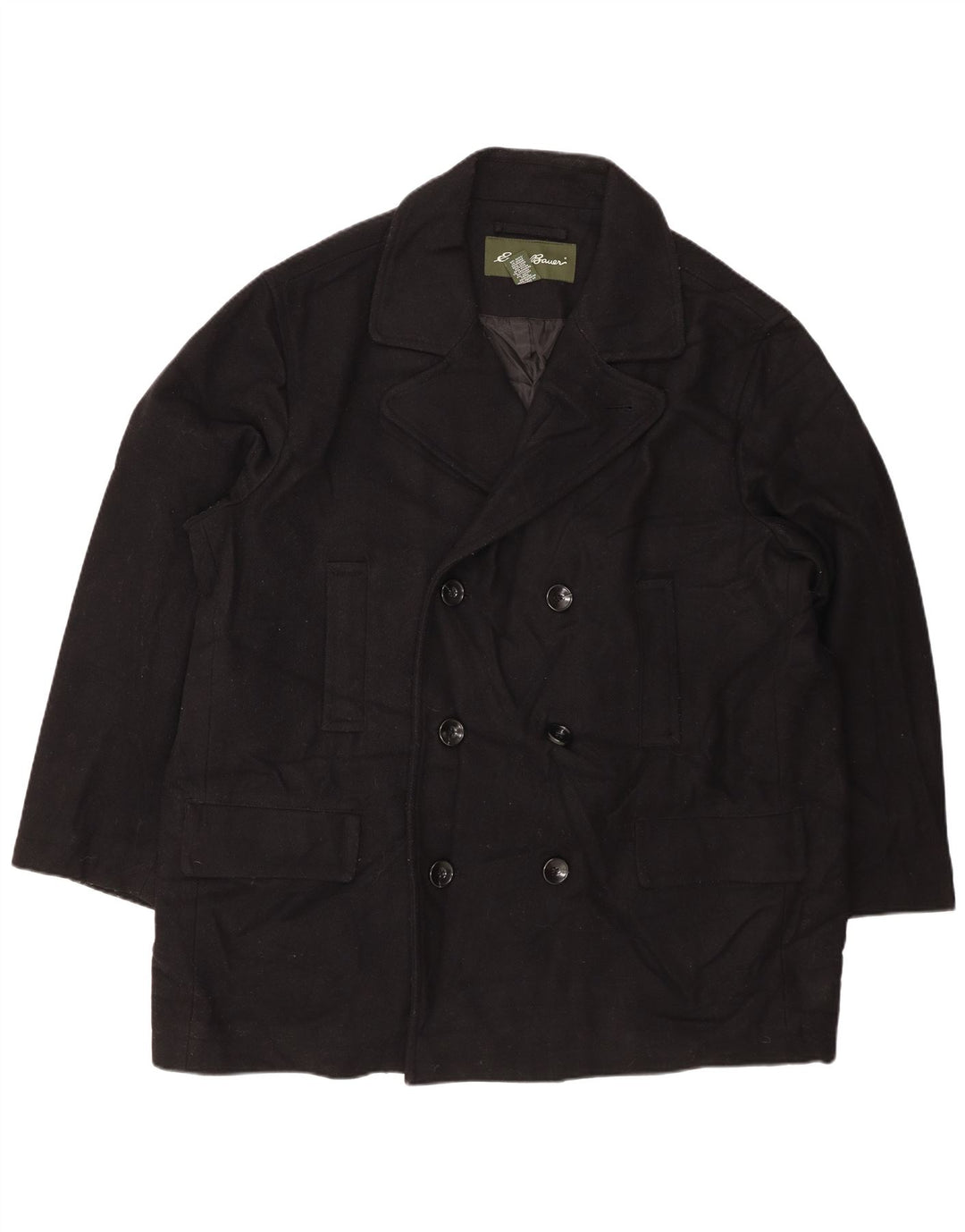 Cappotto da marinaio da uomo EDDIE BAUER UK 42 XL lana nera