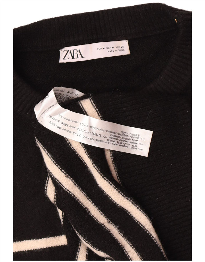 Maglione girocollo oversize da donna Zara UK 14 a righe nere medie