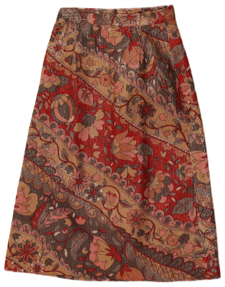 Gonna longuette da donna vintage W26 piccola floreale multicolore