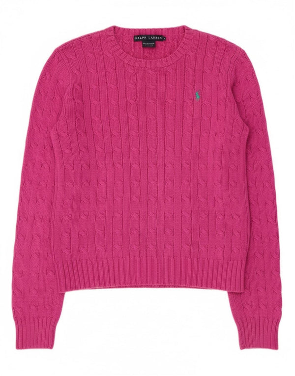 Ralph Lauren Womens Boat Neck Jumper Sweater UK 14 Medium Pink Cotton