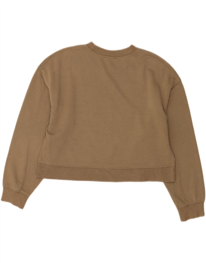 Felpa corta da donna Zara, maglione UK 14, cotone beige medio