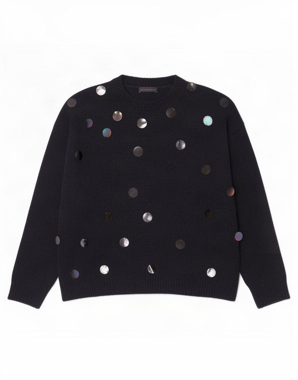 Maglione maglione con scollo a barca da donna Marks & Spencer UK 18 XL Blu navy maculato