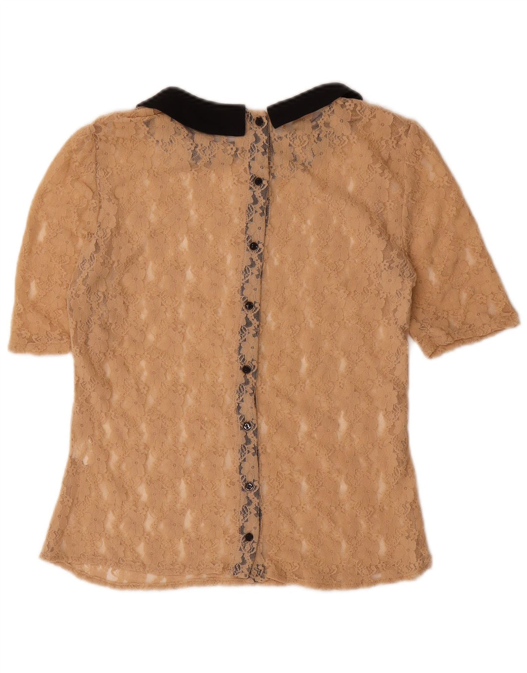 ZARA Womens See Through Blouse Top UK 12 Medium Beige
